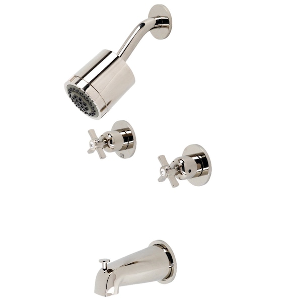 Tub and Shower Faucet, Polished Nickel, Wall Mount